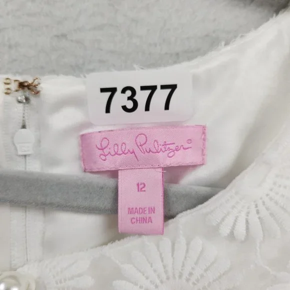 Lilly Pulitzer Dress Womens 12 Resort White Nicci Pinwheel Organza Floral Lace - Picture 11 of 16